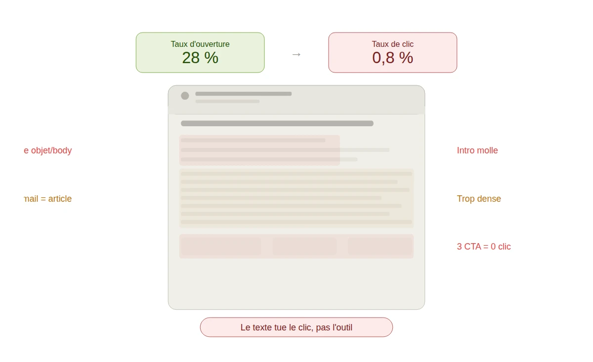 Tes emails marketing ne convertissent pas ? Le problème est dans ton texte, pas dans ton outil d'envoi