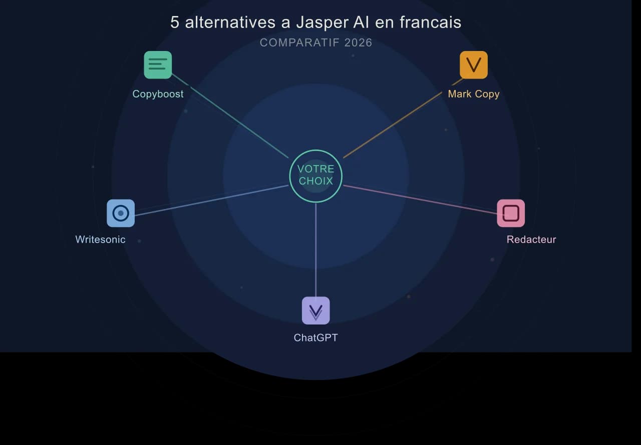 Alternative à Jasper AI en français : 5 options qui méritent le détour en 2026Alternative à Jasper AI en français : 5 options qui méritent le détour en 2026